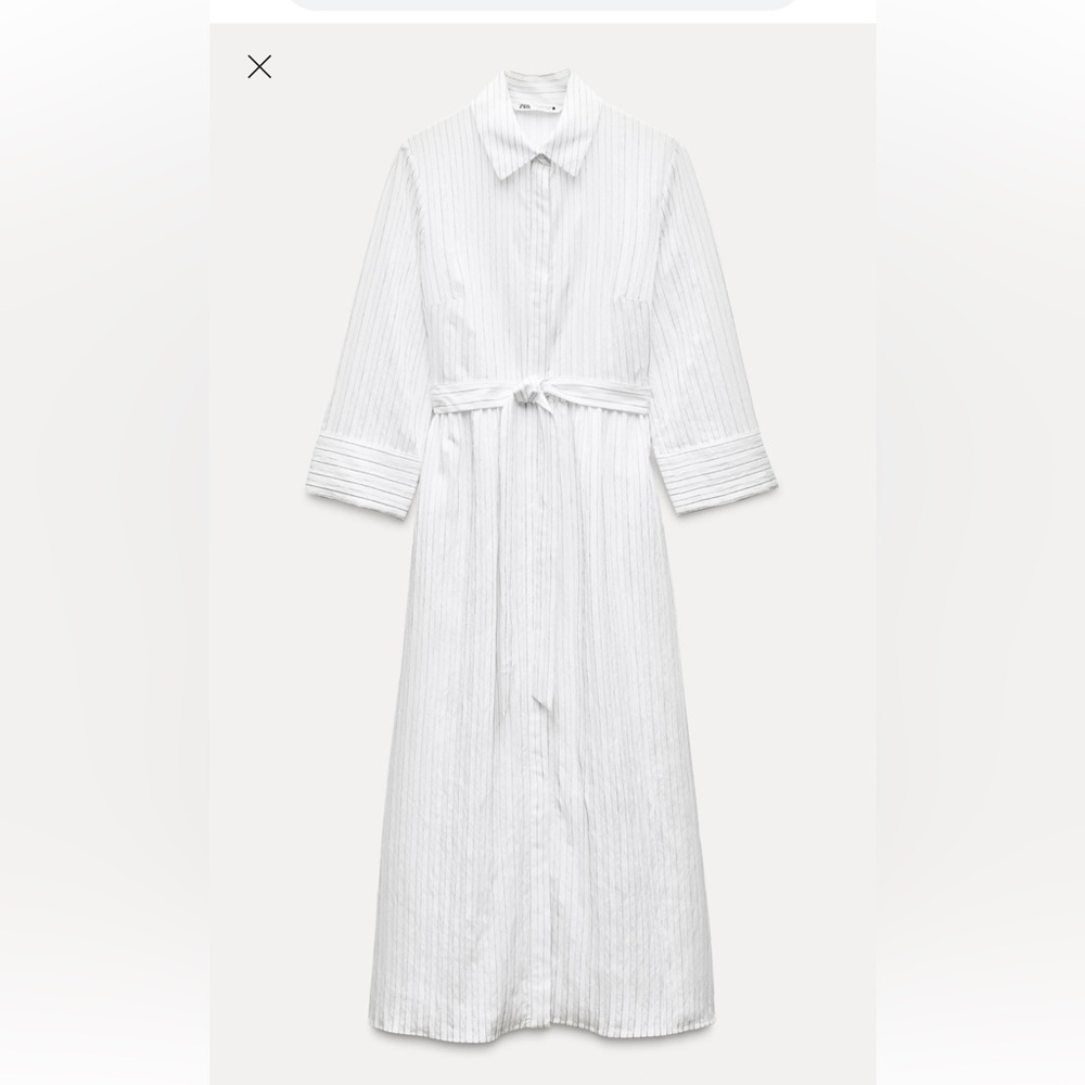 Zara STRIPED SHIRT DRESS ZW COLLECTION $89.90 Size Large NWT - Picture 3 of 7